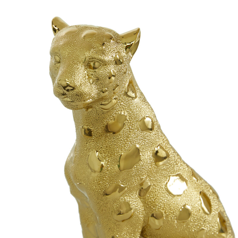 UMA 607041 Set of 2 Gold Porcelain Glam Leopard Sculpture 5