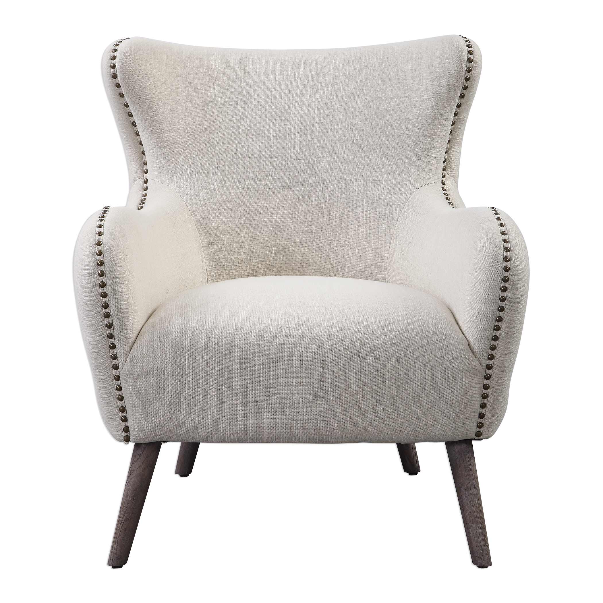 Donya Mid Century Modern Accent Chair in White wtih Subtle Argyle