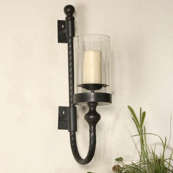 19476 Uttermost Garvin Twist Metal Sconce With Candle