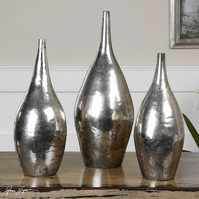 19826 Uttermost Rajata Silver Vases S/3