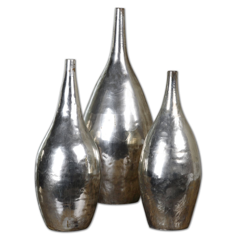 19826 Uttermost Rajata Silver Vases S/3