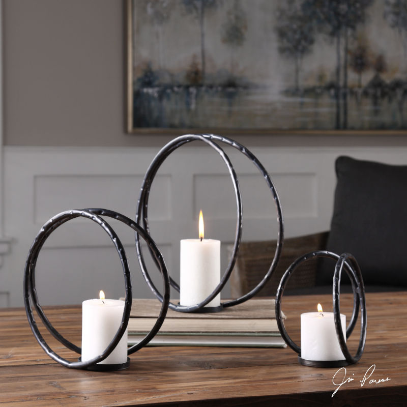 18709 Uttermost Pina Curved Metal Candleholders S/3