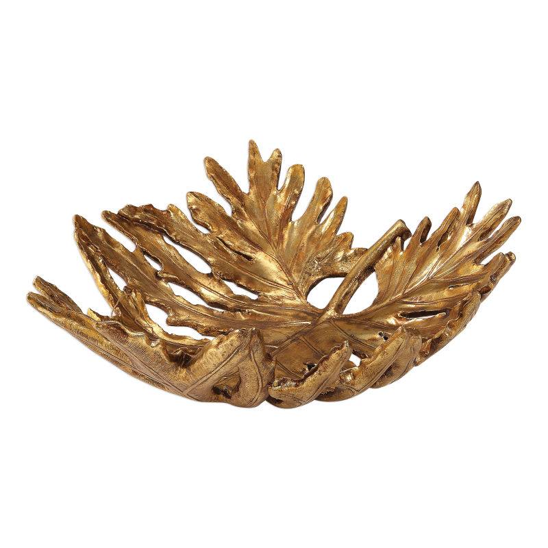 18615 Uttermost Oak Leaf Metallic Gold Bowl