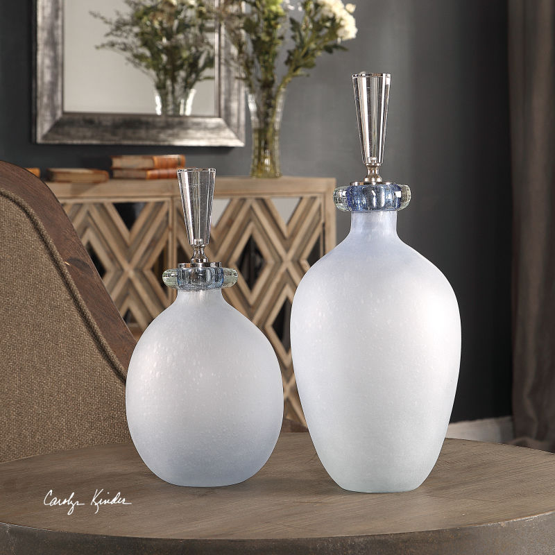 18621 Uttermost Leah Bubble Glass Containers S/2