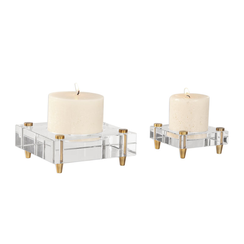 18643 Uttermost Claire Crystal Block Candleholders S/2