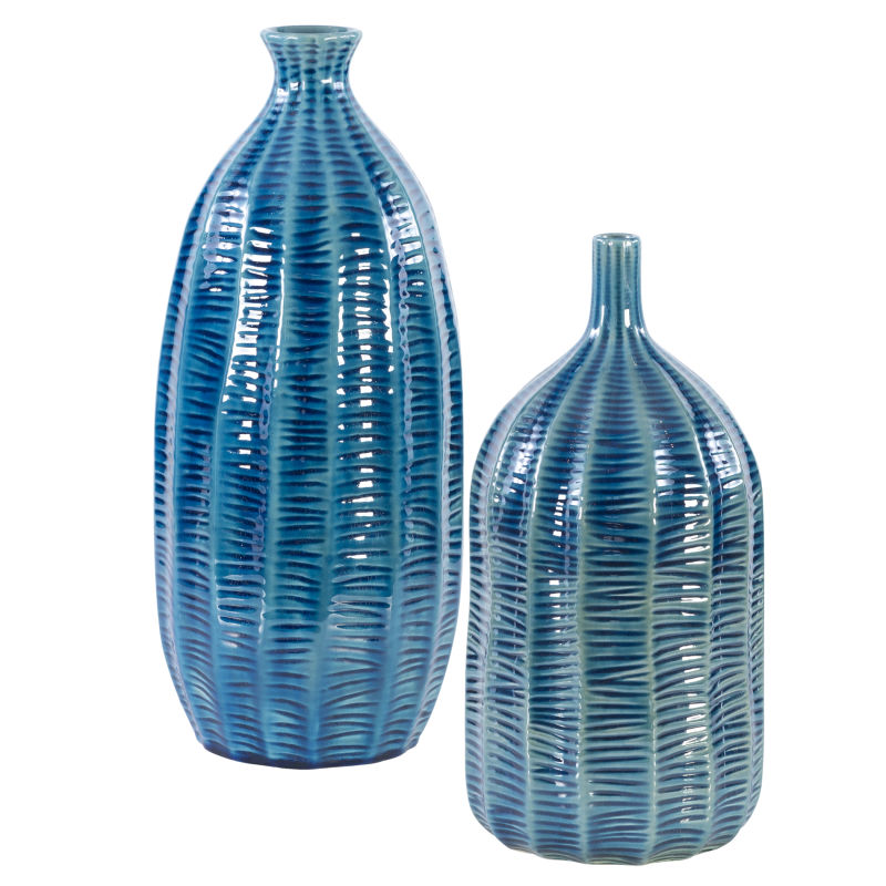 17719 Uttermost Bixby Blue Vases S/2