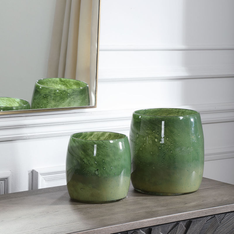 17845 Uttermost Matcha Green Glass Vases S/2