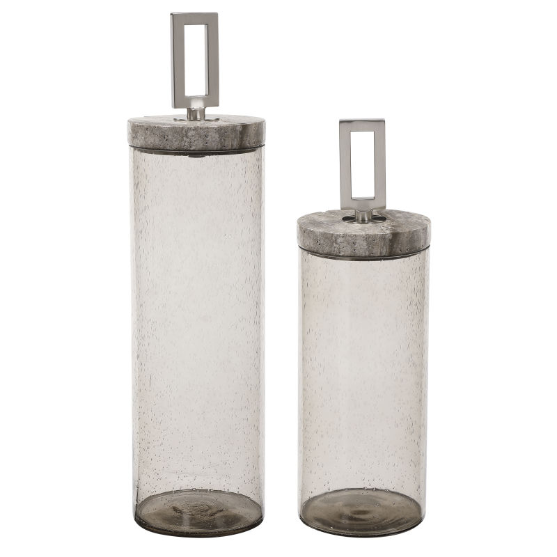 17870 Uttermost Carmen Seeded Glass Containers, S/2
