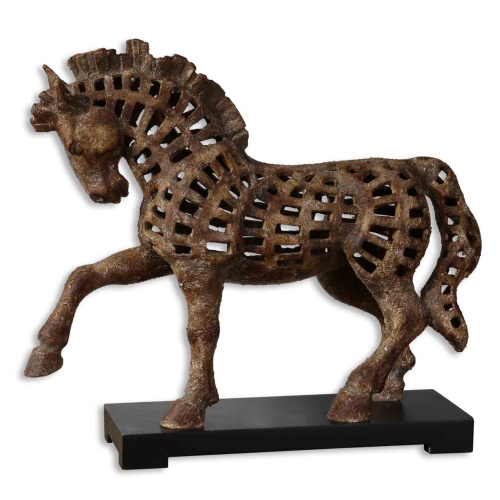 19217 Uttermost Prancing Horse Antique Sculpture