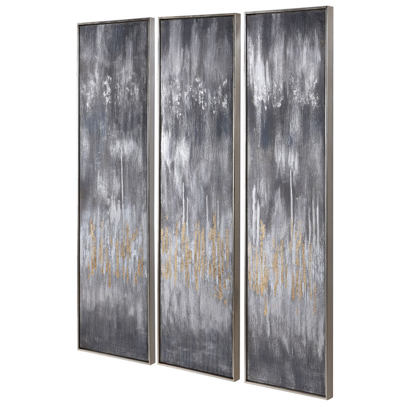 51304 Uttermost Gray Showers Hand Painted Canvases, Set/3