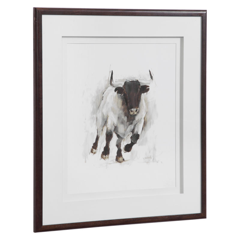 41606 Uttermost Rustic Bull Framed Animal Print