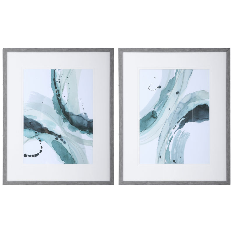 33710 Uttermost Depth Abstract Watercolor Prints, S/2