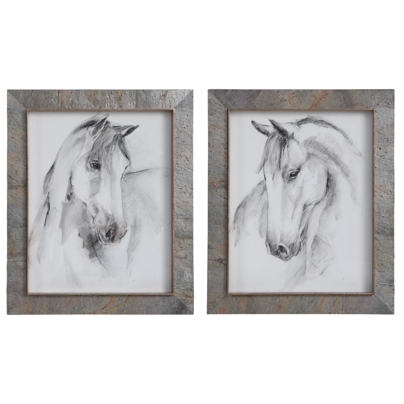 41614 Uttermost Equestrian Watercolor Framed Prints, S/2