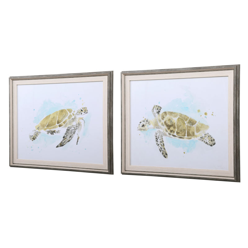 33720 Uttermost Sea Turtle Study Watercolor Prints, S/2