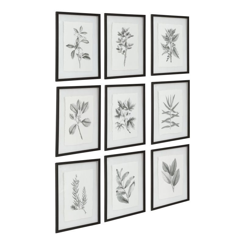 41617 Uttermost Farmhouse Florals Framed Prints, S/9