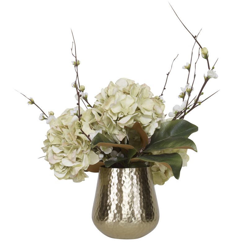 60191 Uttermost Seabrook Floral Bouquet in Gold Vase