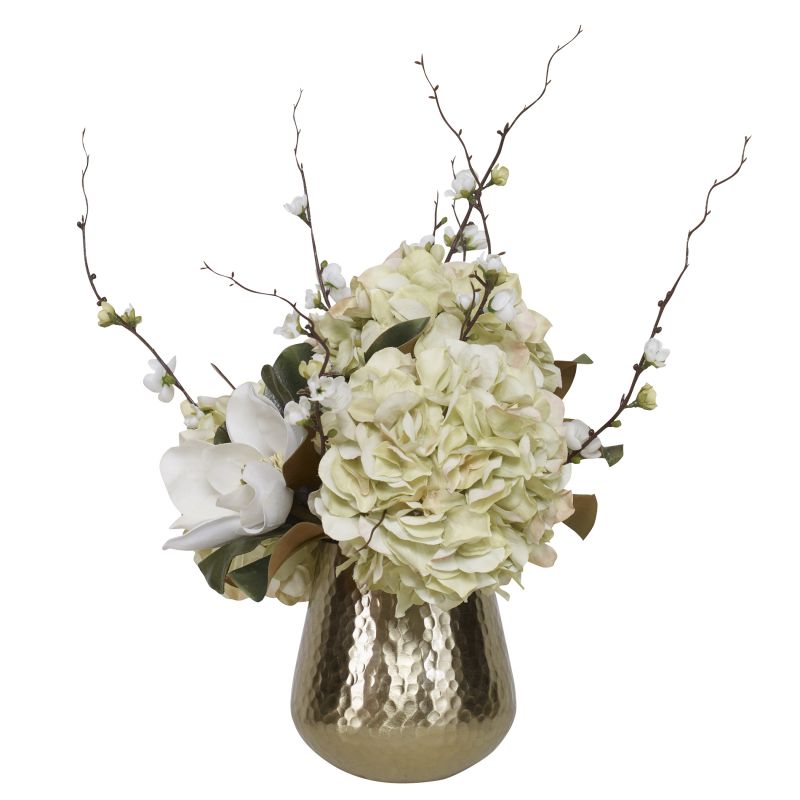 60191 Uttermost Seabrook Floral Bouquet in Gold Vase
