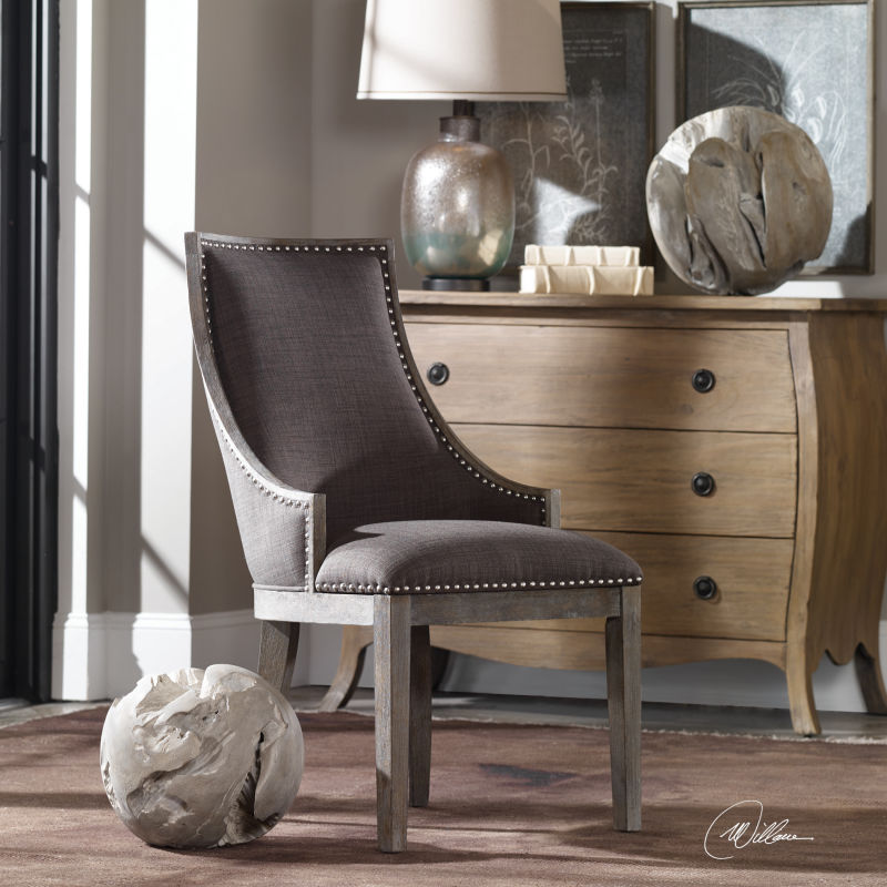 23305 Uttermost Aidrian Charcoal Gray Accent Chair