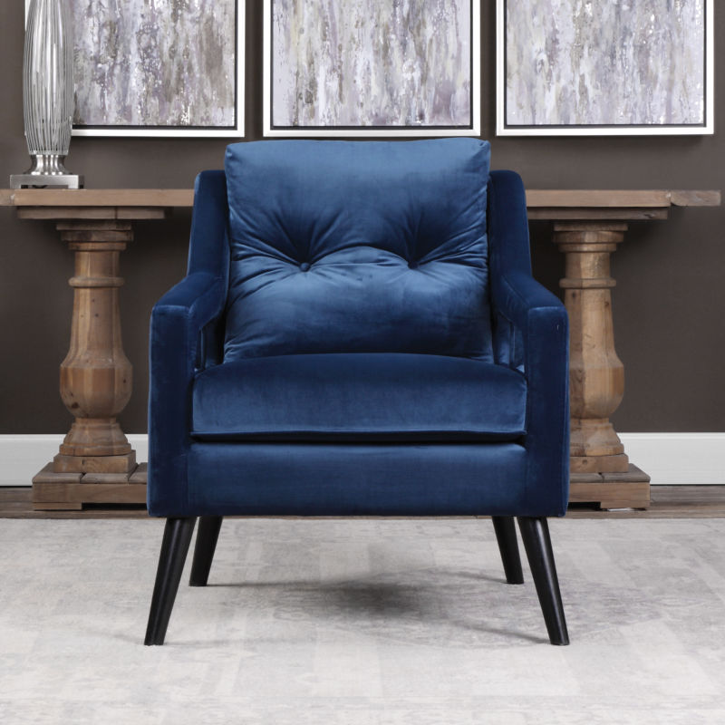 23318 Uttermost O'Brien Blue Velvet Armchair