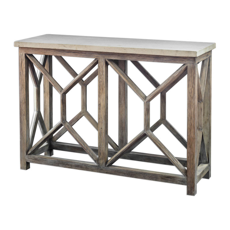 25811 Uttermost Catali Ivory Stone Console Table
