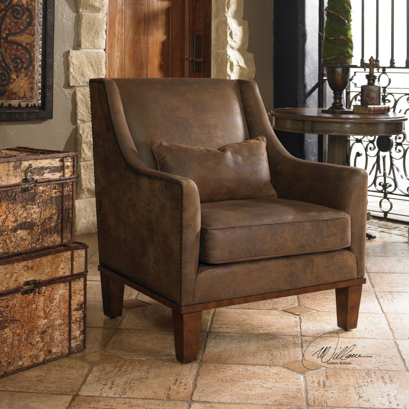 23030 Uttermost Clay Leather Armchair