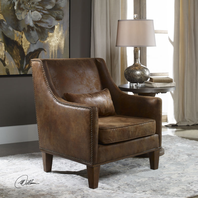 23030 Uttermost Clay Leather Armchair
