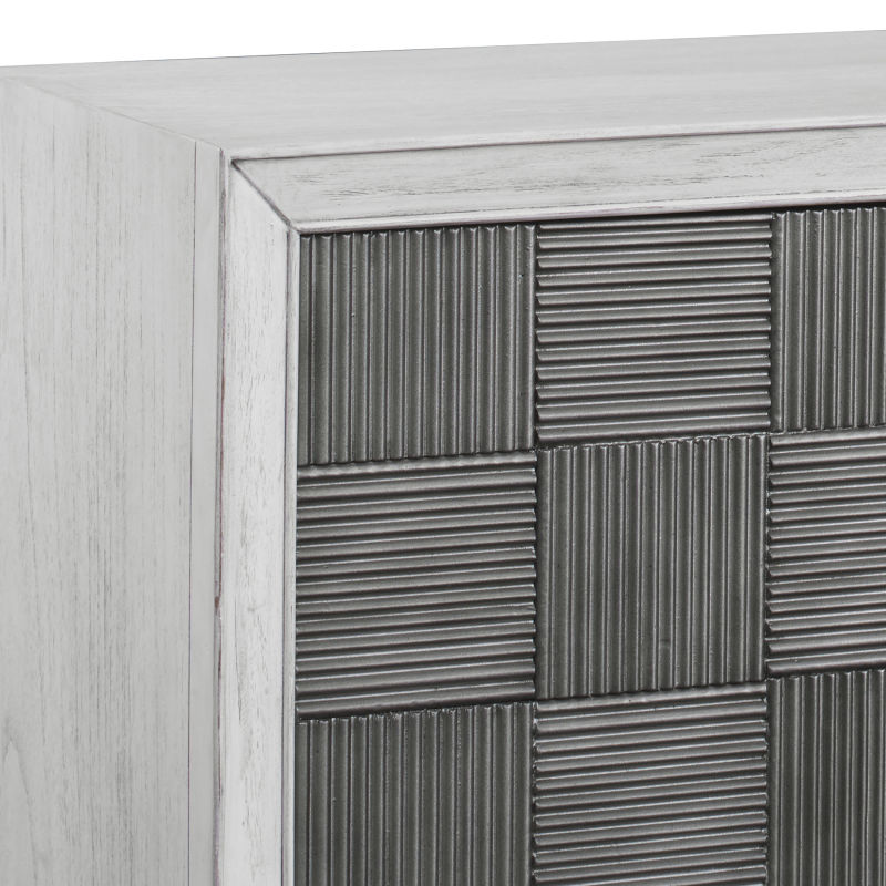 25489 Uttermost Checkerboard 4 Door Gray Cabinet