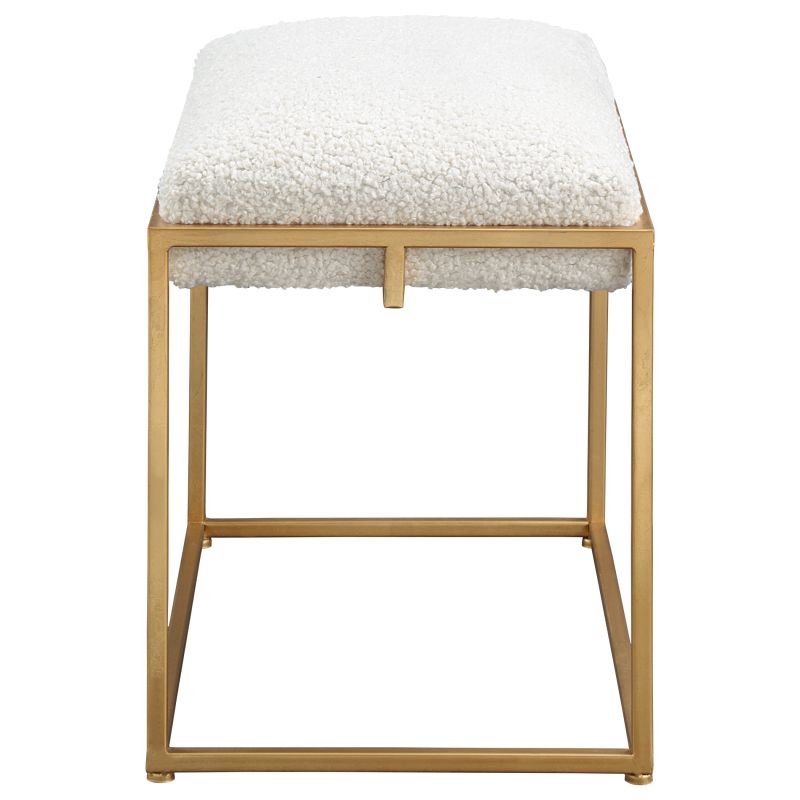 23663 Uttermost Paradox Small Gold and White Shearling Bench