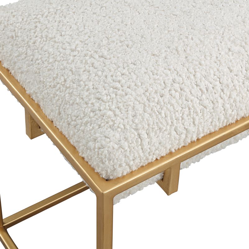 23663 Uttermost Paradox Small Gold and White Shearling Bench