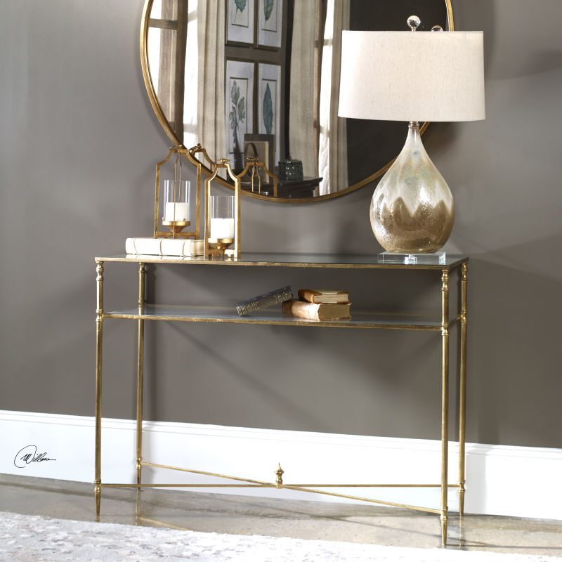 24278 Uttermost Henzler Mirrored Glass Console Table