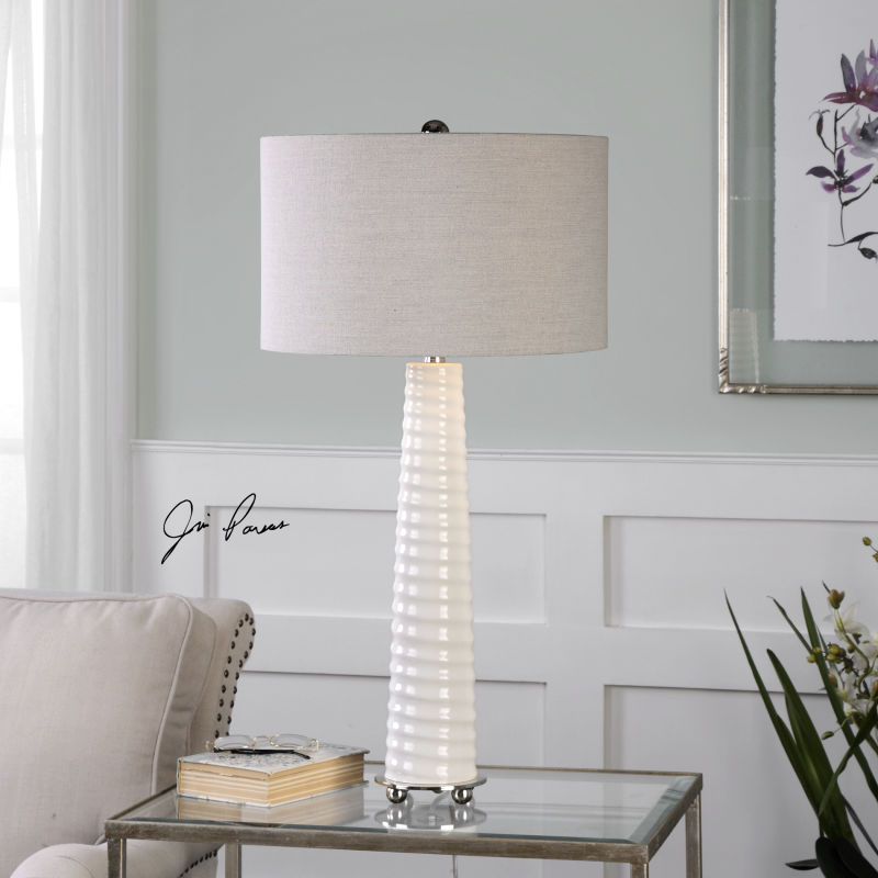 27135-1 Uttermost Mavone Gloss White Table Lamp