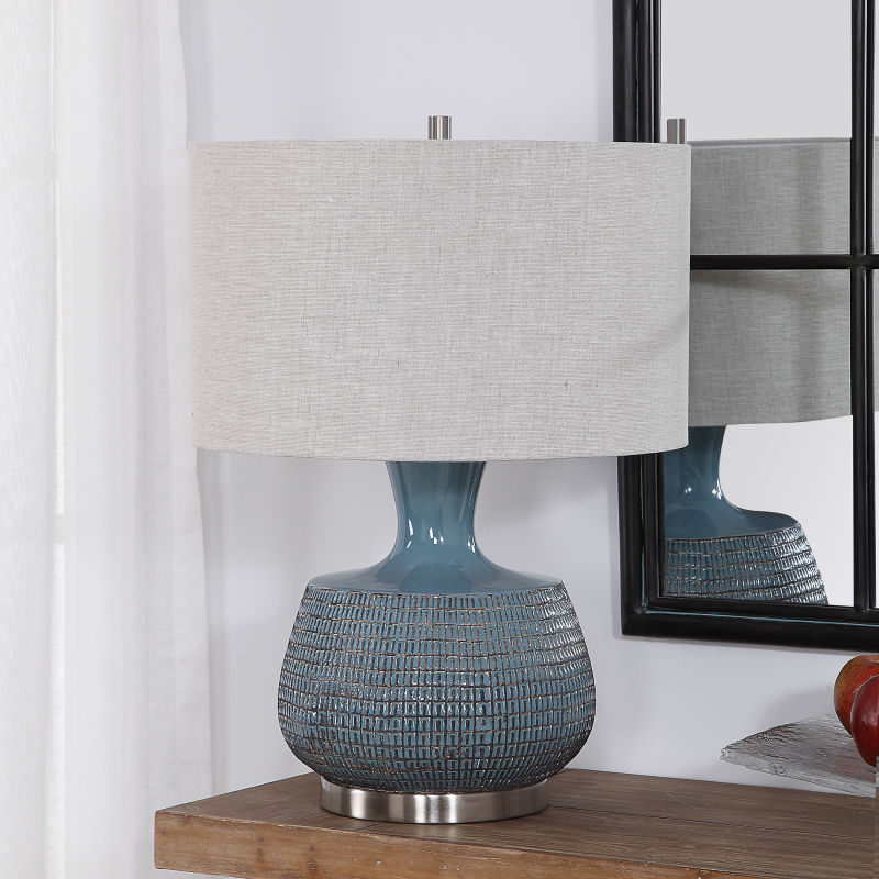 27925-1 Uttermost Hearst Blue Glaze Table Lamp