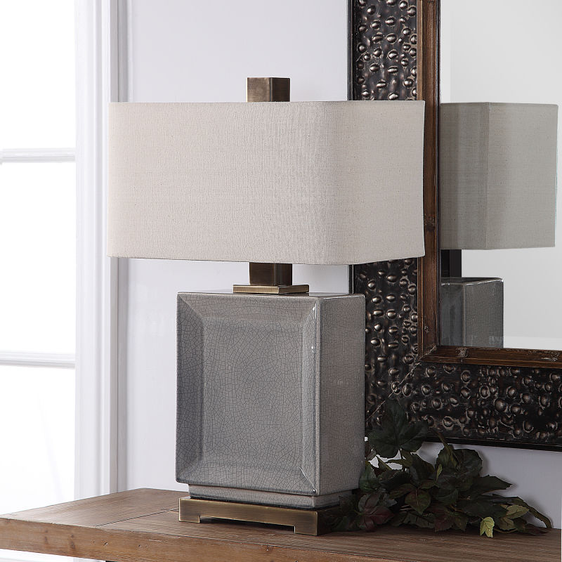 27905-1 Uttermost Abbot Crackled Gray Table Lamp