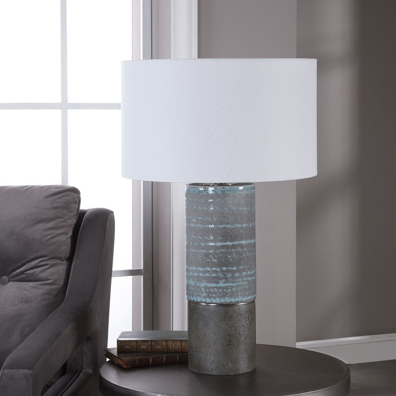 28372 Uttermost Prova Gray Textured Table Lamp