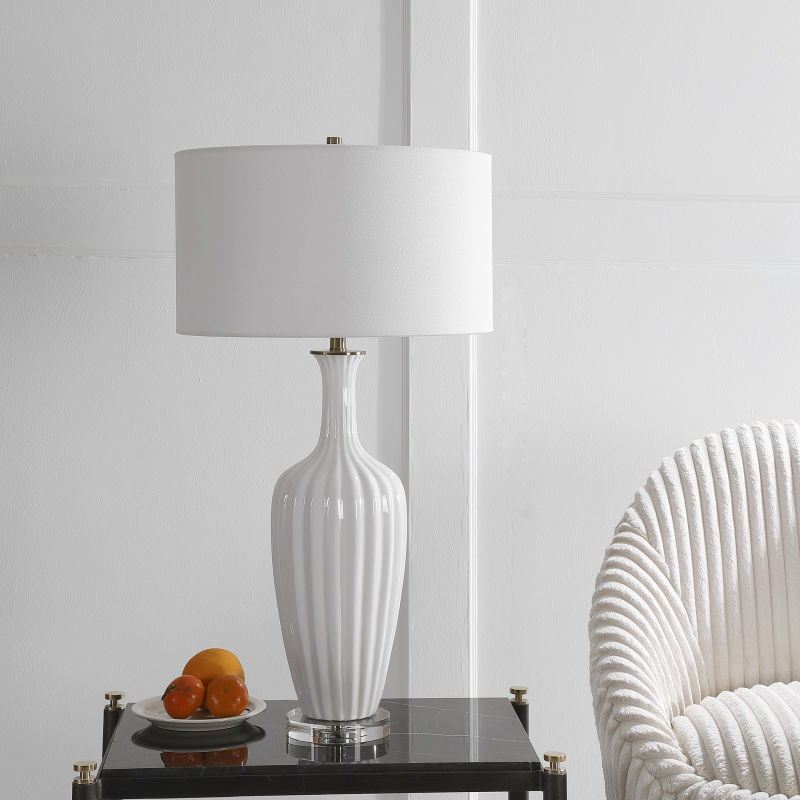 28374-1 Uttermost Strauss White Ceramic Table Lamp