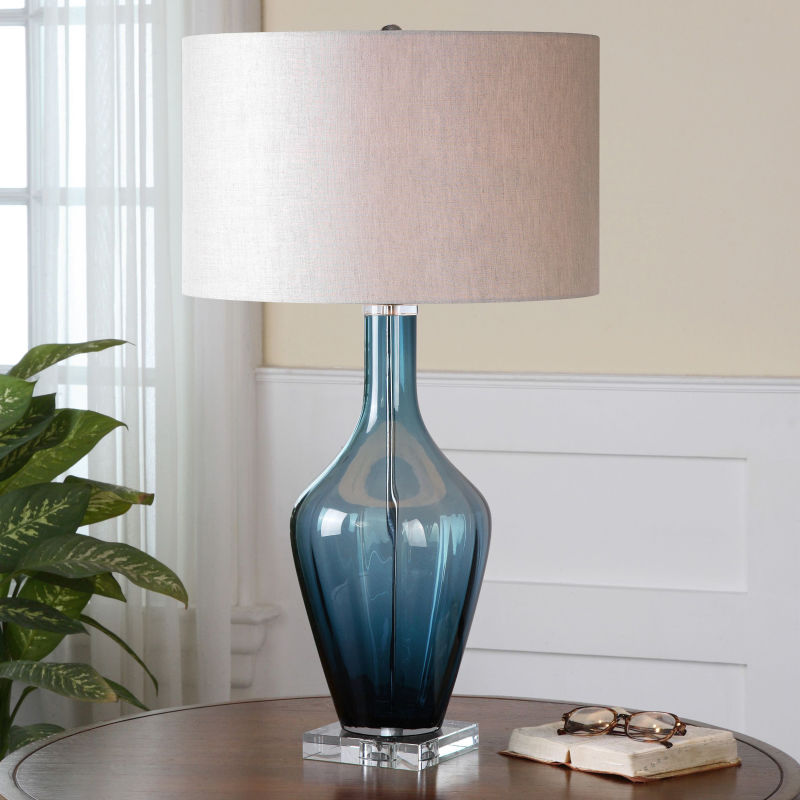 26191-1 Uttermost Hagano Blue Glass Table Lamp