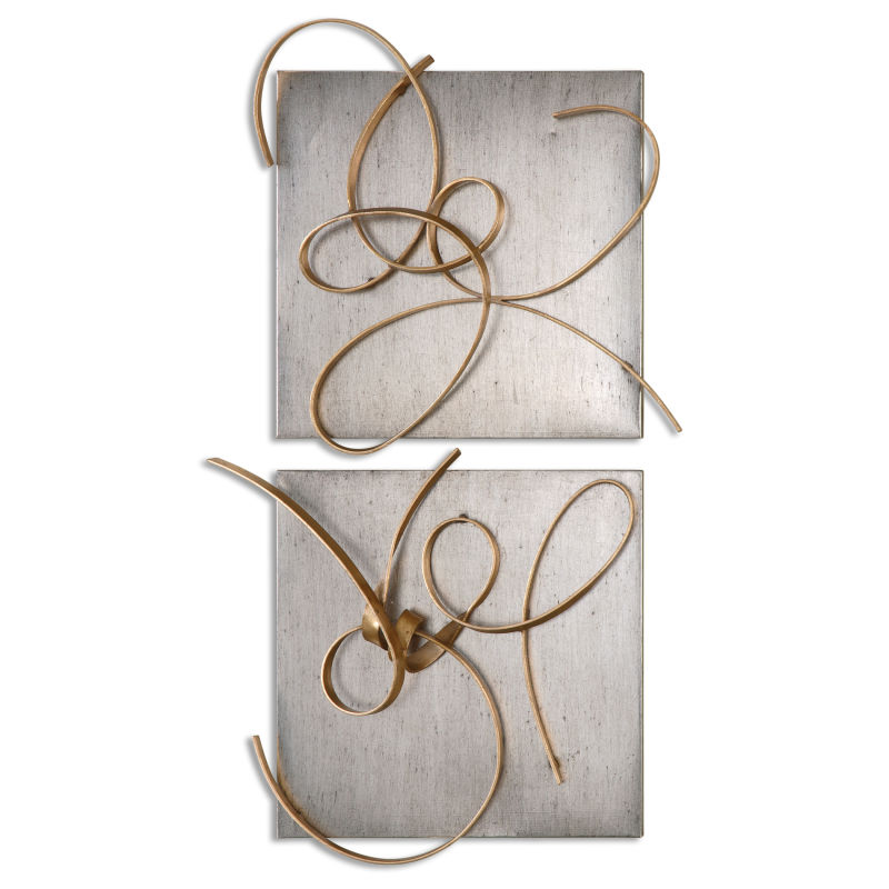 Harmony Metal Wall Art, S/2 in Gold by Uttermost