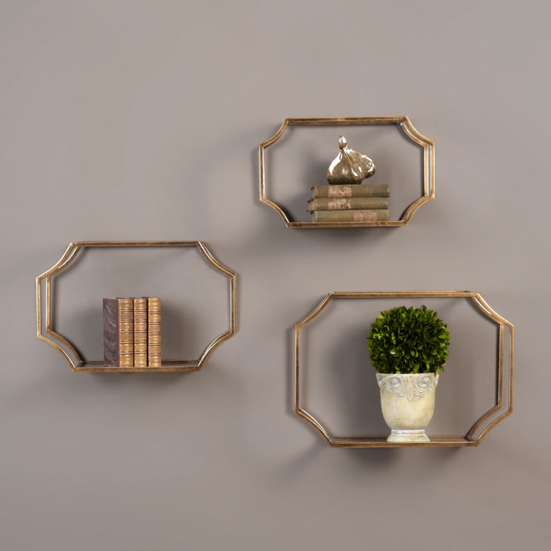 04048 Uttermost Lindee Gold Wall Shelves S/3