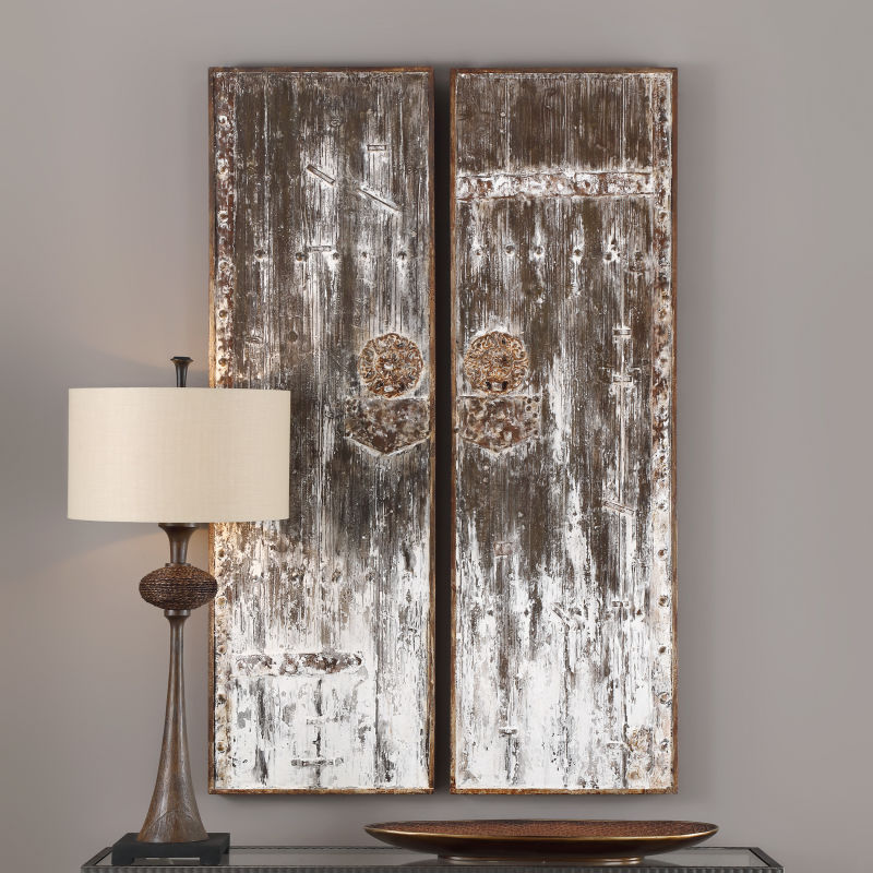 04143 Uttermost Giles Aged Wood Wall Art, S/2