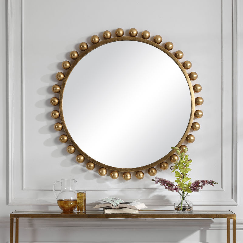 09695 Uttermost Cyra Gold Round Mirror