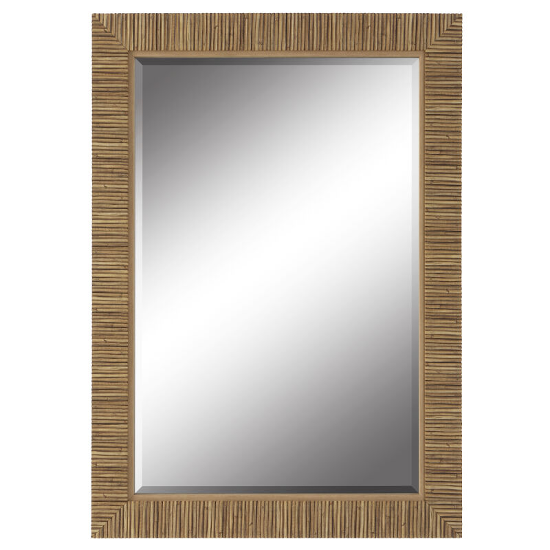 W00561 Rattan Beveled Wall Mirror