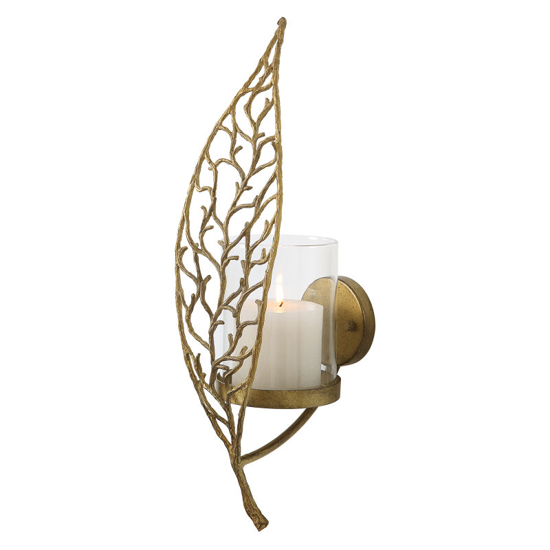 04334 Uttermost Woodland Treasure Gold Candle Sconce