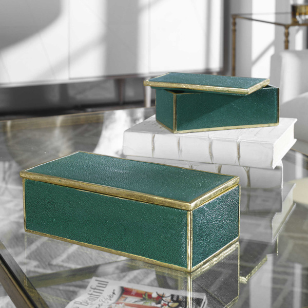 18723 Uttermost Karis Emerald Green Boxes S/2