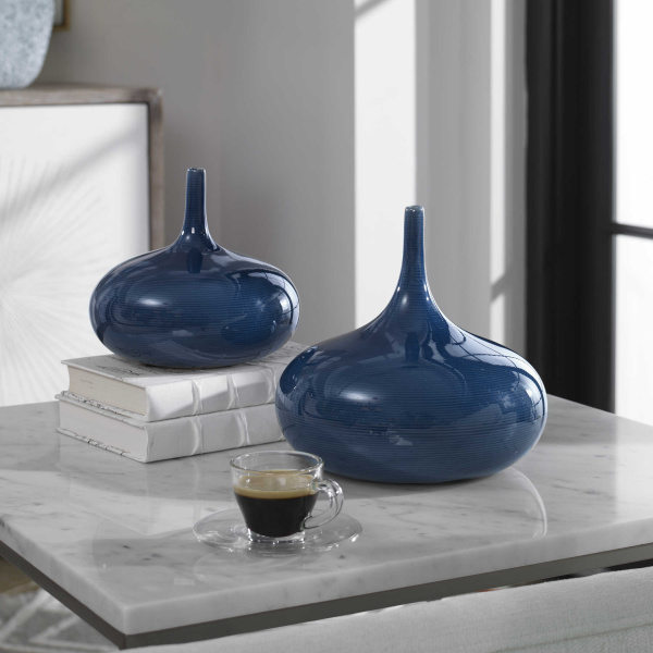 18988 Uttermost Zayan Blue Vases S/2