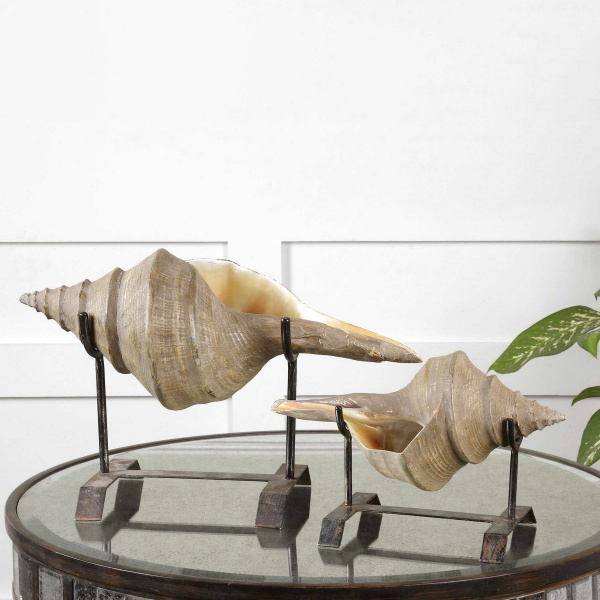 19556 Uttermost Conch Shell Sculpture Set/2