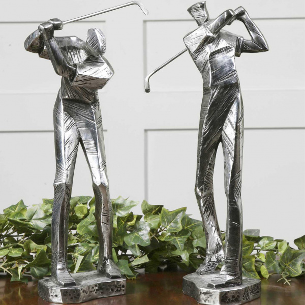 19675 Uttermost Practice Shot Metallic Statues Set/2