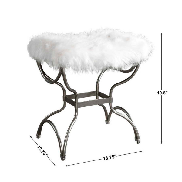 Uttermost 23496 Channon White Fur Small Bench