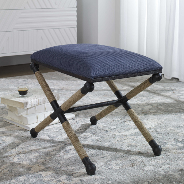 23598 Uttermost Firth Small Navy Fabric Bench