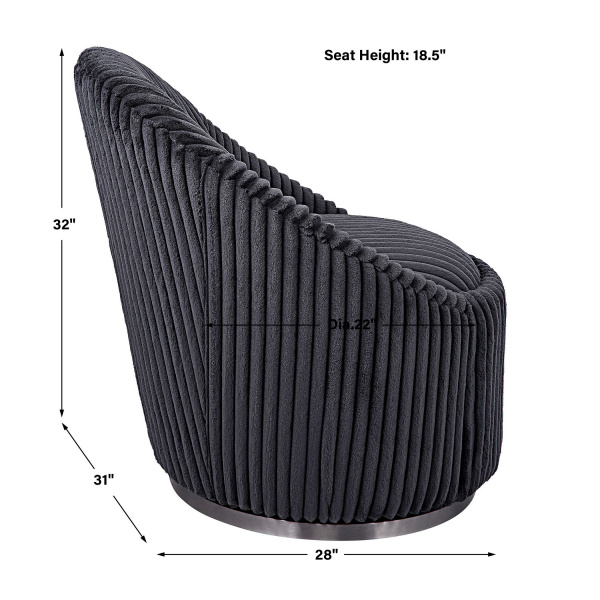 Uttermost 23599 Crue Gray Fabric Swivel Chair 1