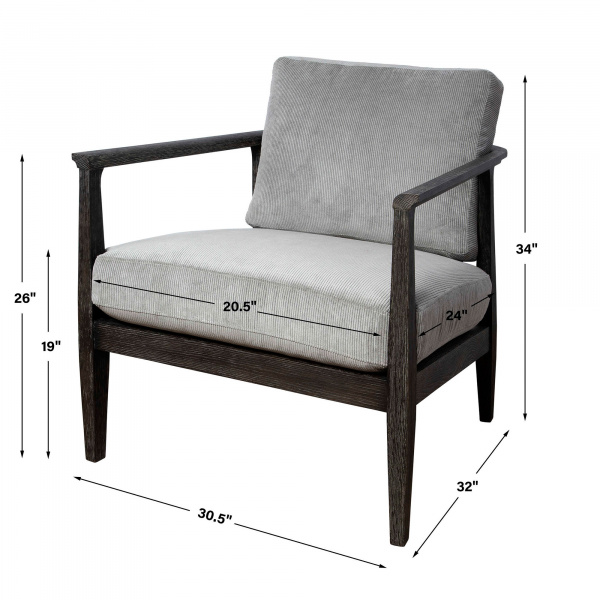 Uttermost 23657 Brunei Modern Gray Accent Chair